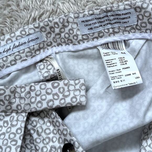 Peserico Slim Cut Tailored Straight Leg Casual Pants Stretch Twill Cropped White - Picture 7 of 10